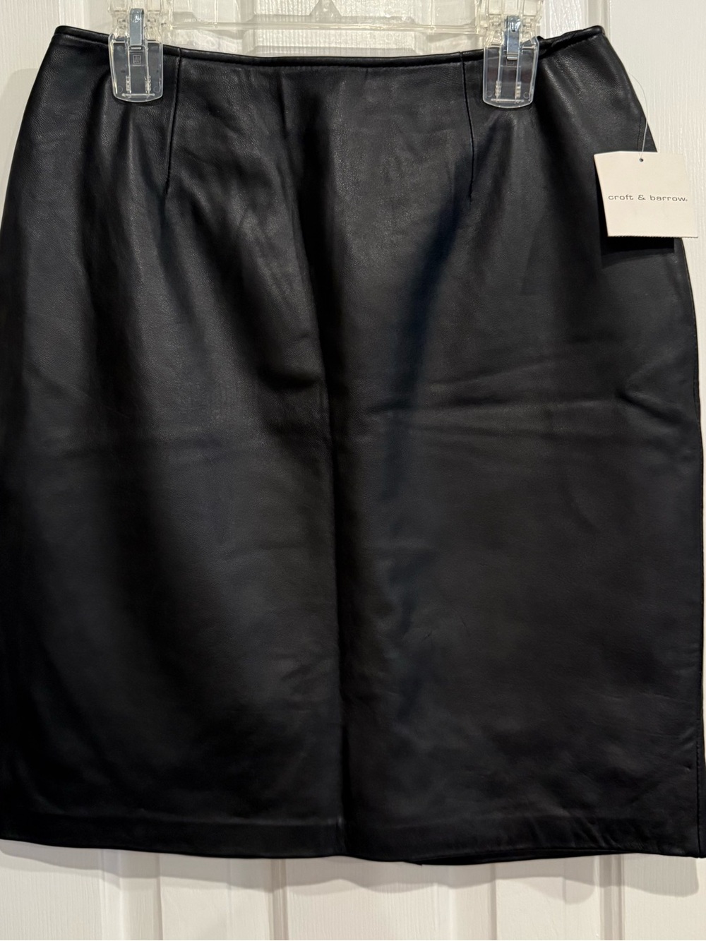 croft & barrow Black Faux Leather Pencil Skirt Size12
